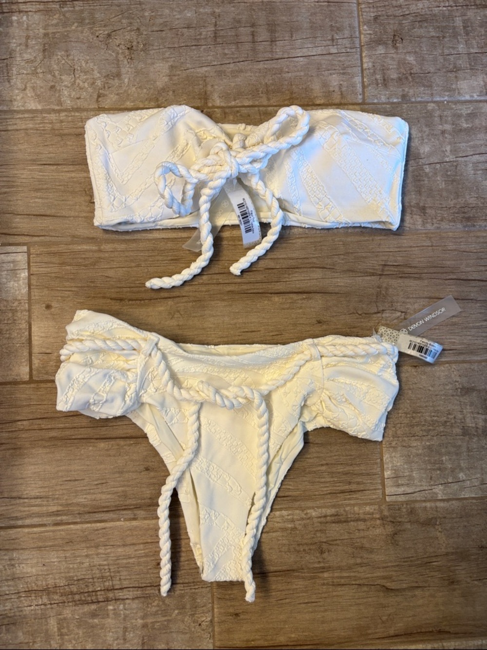 Devon Windsor White Zebra Knotted Rope Bikini Set. NWT